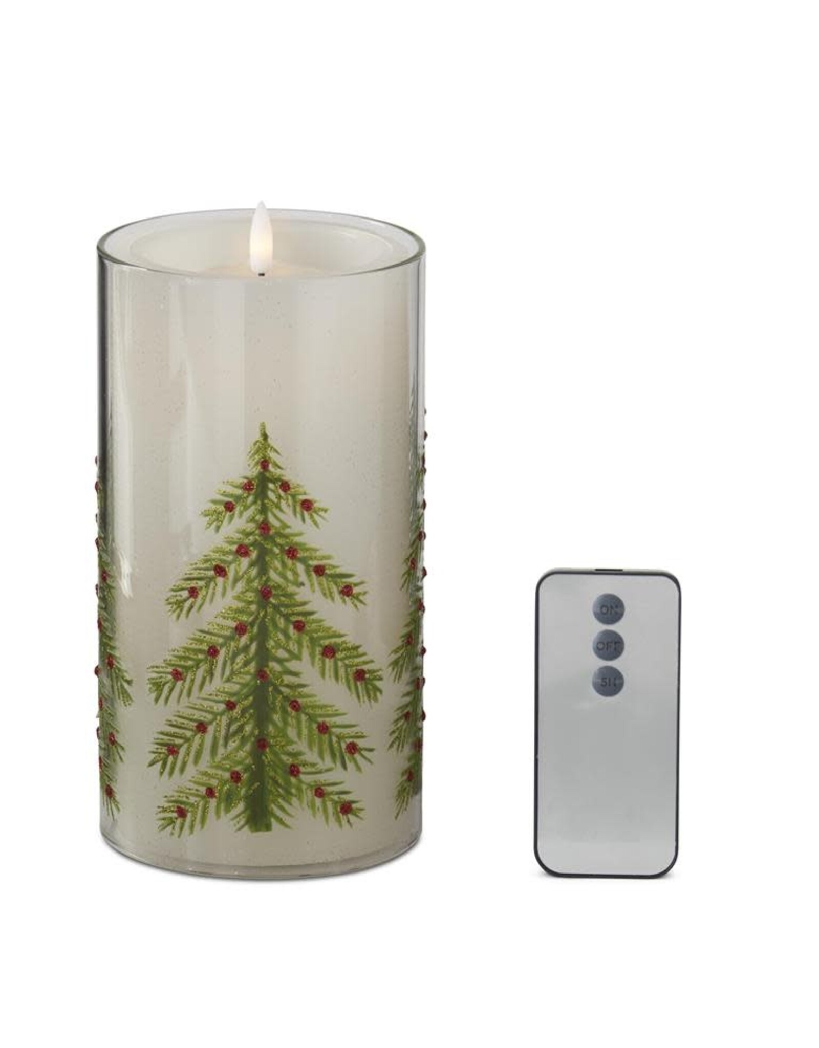 7.75 Inch Jeweled Christmas Candle Slip Cover LED w/Remote 56373C