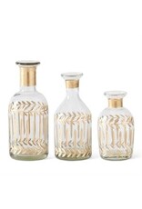 Gold Gilded Leaf Etched Clear Glass Vase 18109A