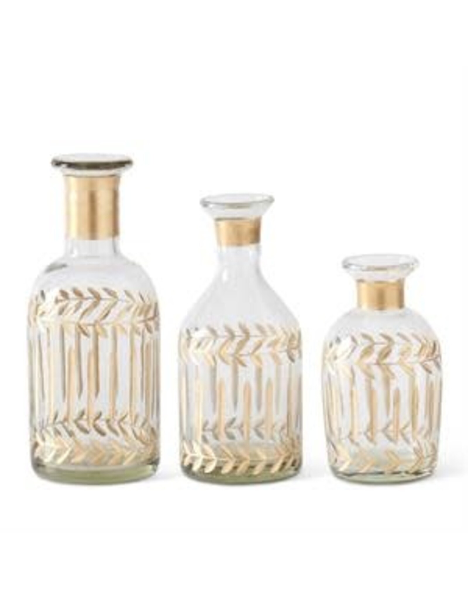 Gold Gilded Leaf Etched Clear Glass Vase 18109A