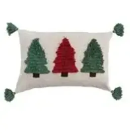 Lumbar Pillow w/ Embroidered Fringe Trees & Tassels XS8931