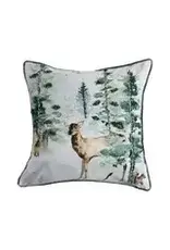 18" Square Cotton Velvet  Pillow w/ Pom Pom Trim XS8964