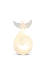 6.5 Inch Beaded Frosted Glass LED Angel w/Timer 54556C