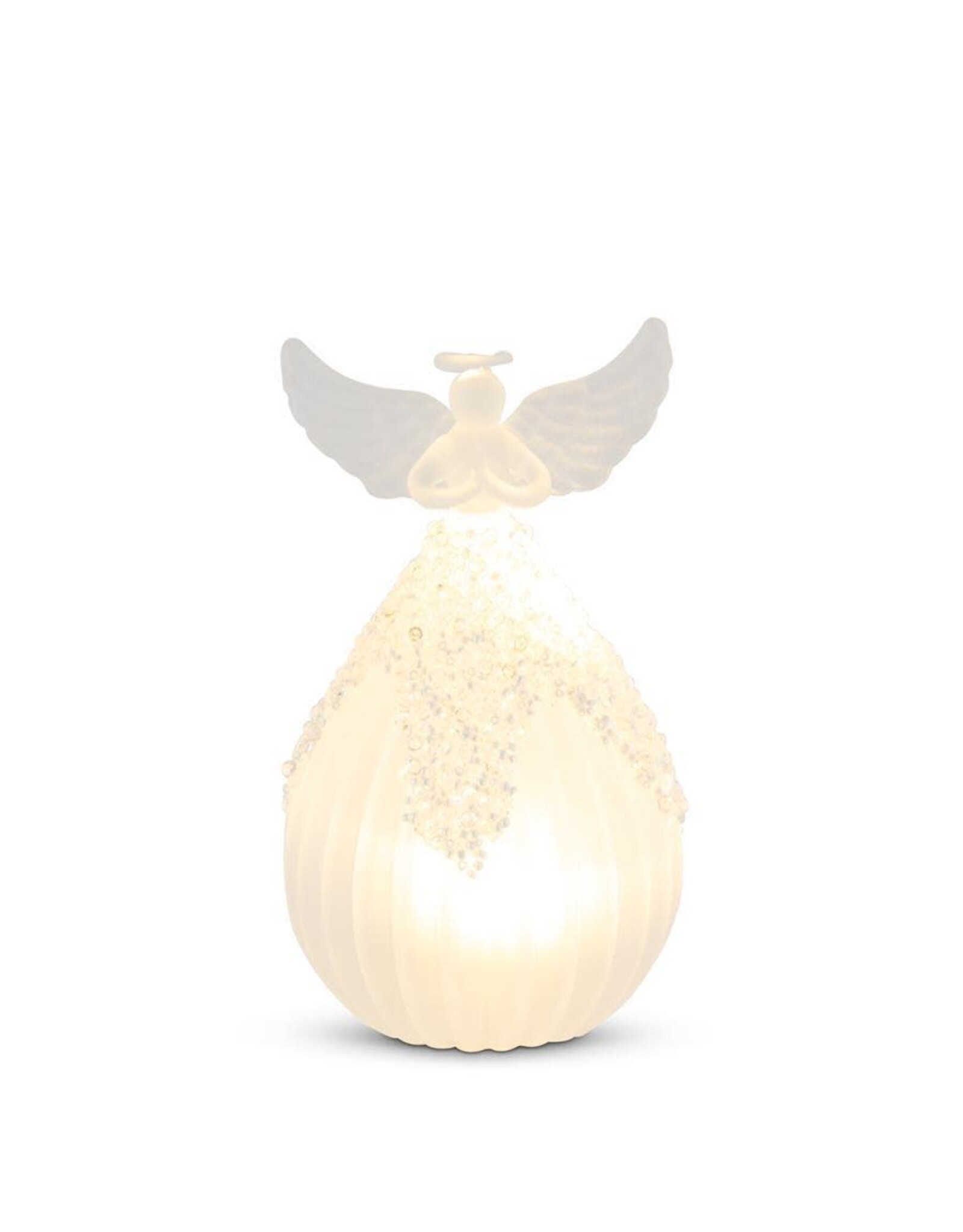 6.5 Inch Beaded Frosted Glass LED Angel w/Timer 54556C