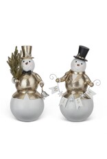 14.25 Inch Glittered Gold Coat Snowman 2 styles, each  55520A