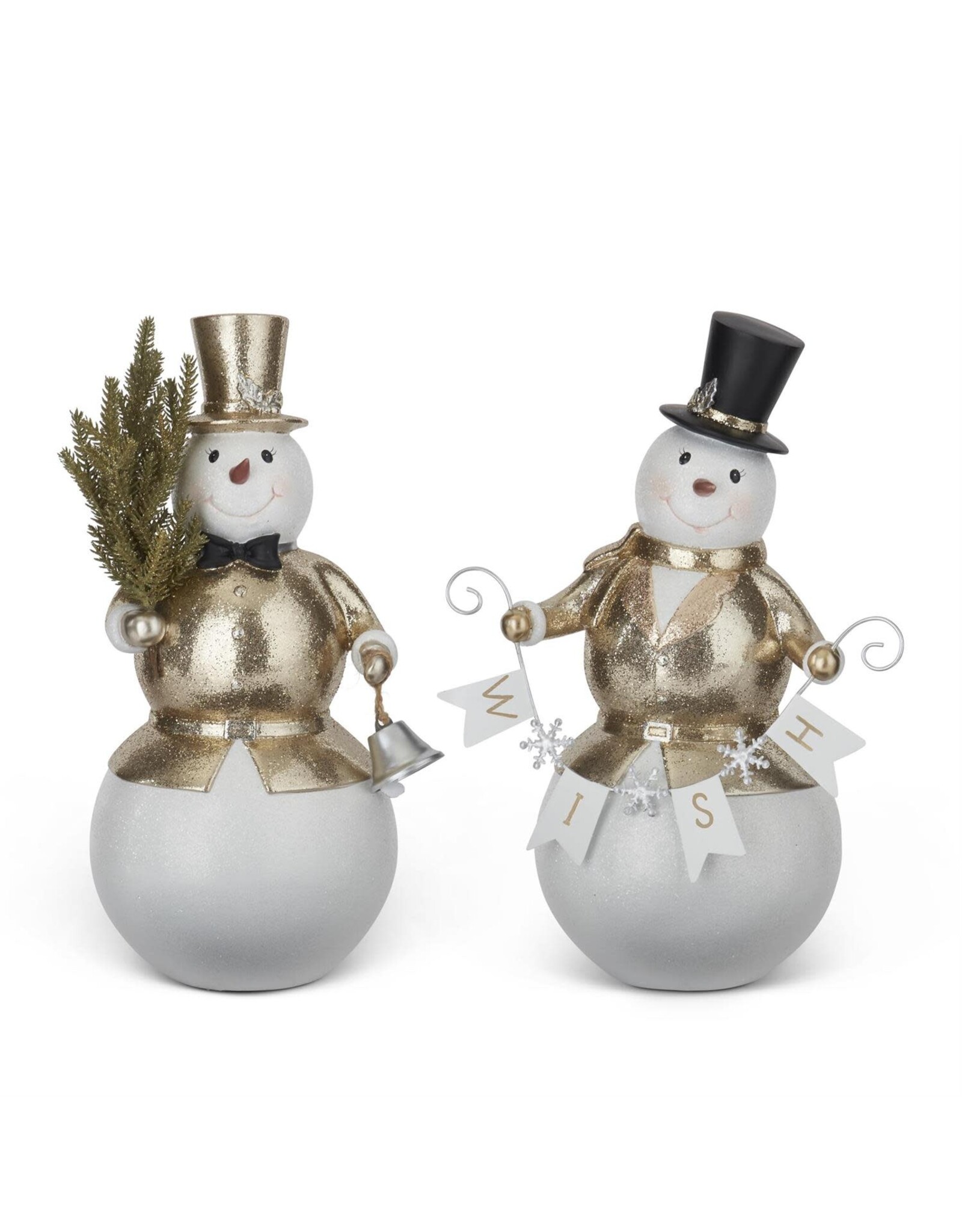 14.25 Inch Glittered Gold Coat Snowman 2 styles, each  55520A