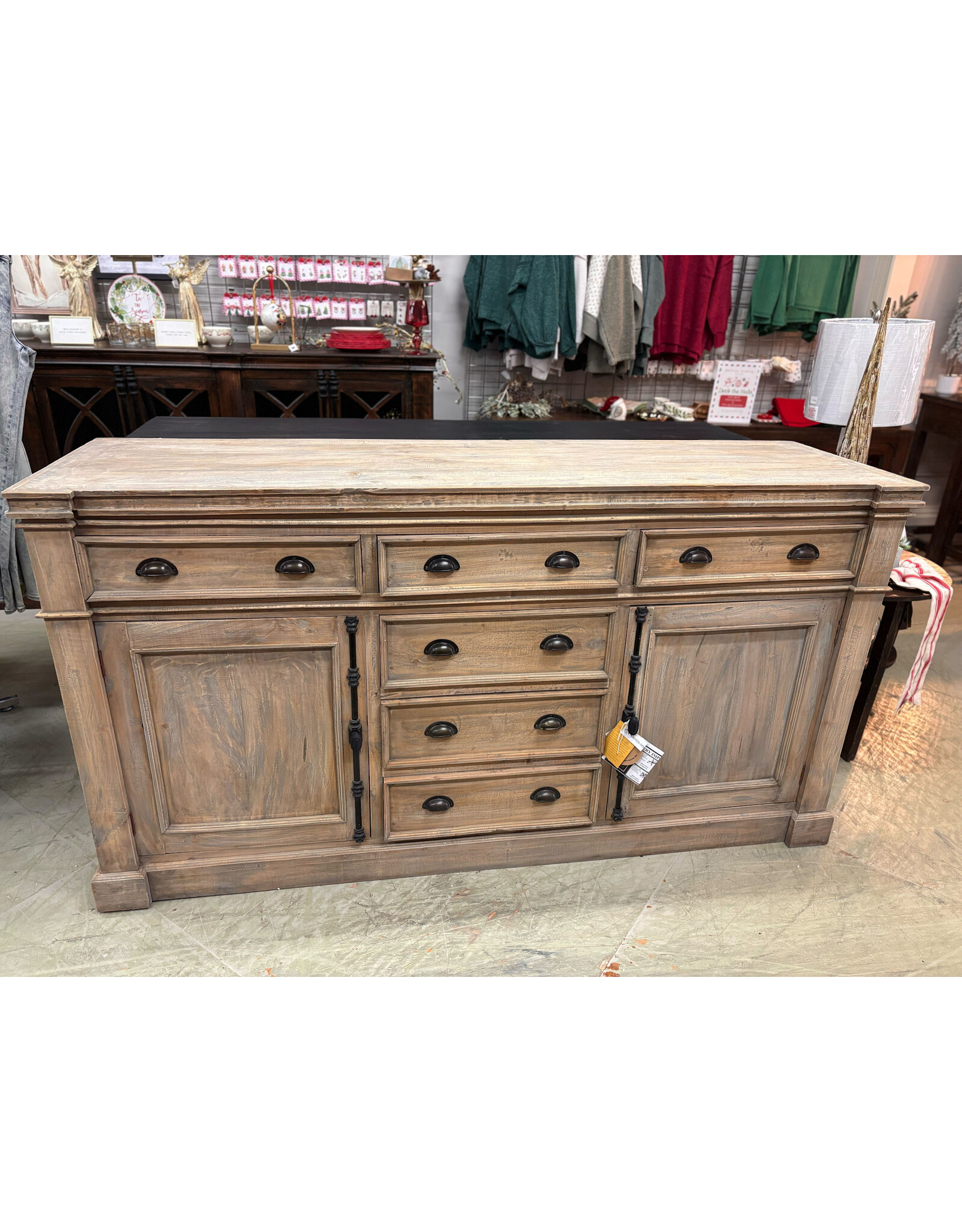 CAB552SO Credenza 6drw 2GD w/Espag 74x22x39.3"H Driftwood