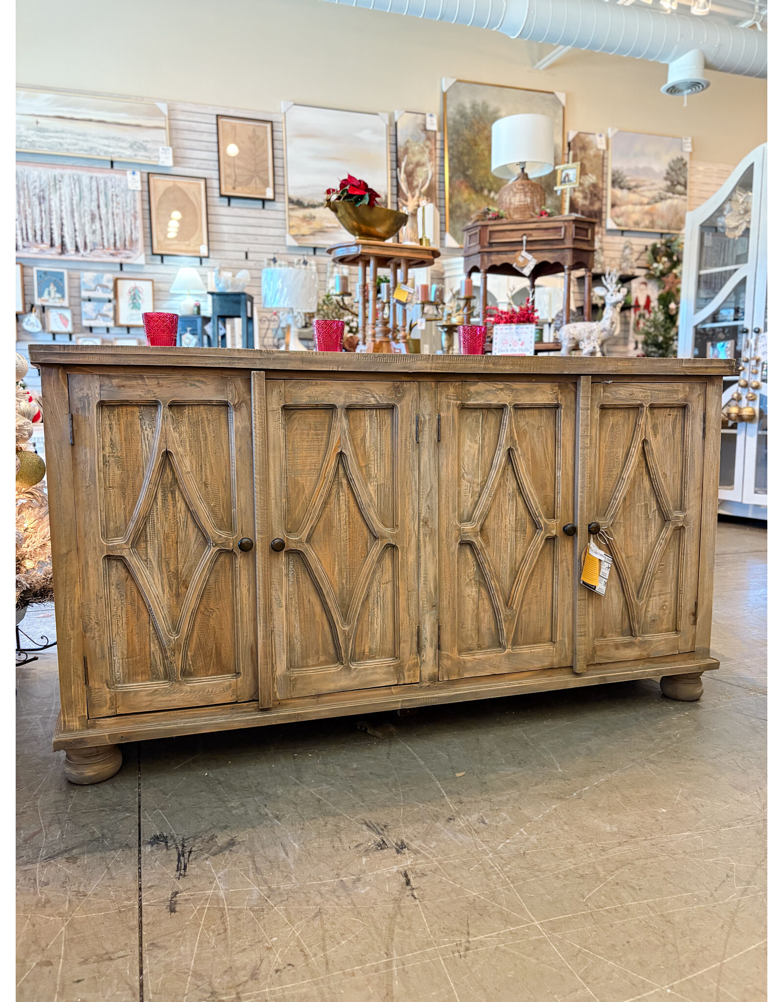 CAB1749 Sideboard 4 Raised Panel Doors 65.7x16x38"H