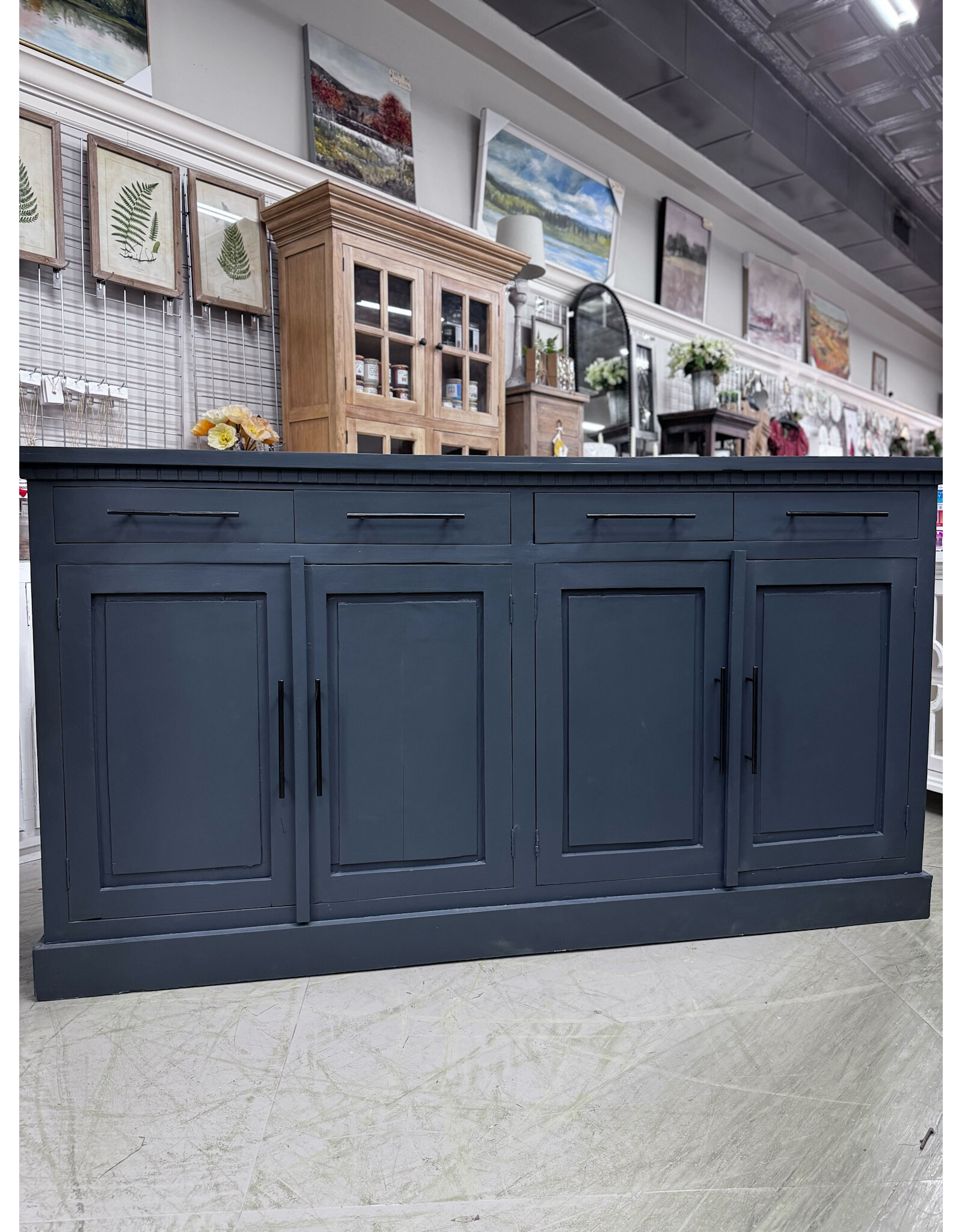 CAB282 Large Credenza 4 Drw w Bvld Pnls 4 dRw W/RG 81.8x17.7x44.8