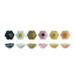 3-3/4" Stoneware Flower Shaped Bowl 6 colores, each DG1188A