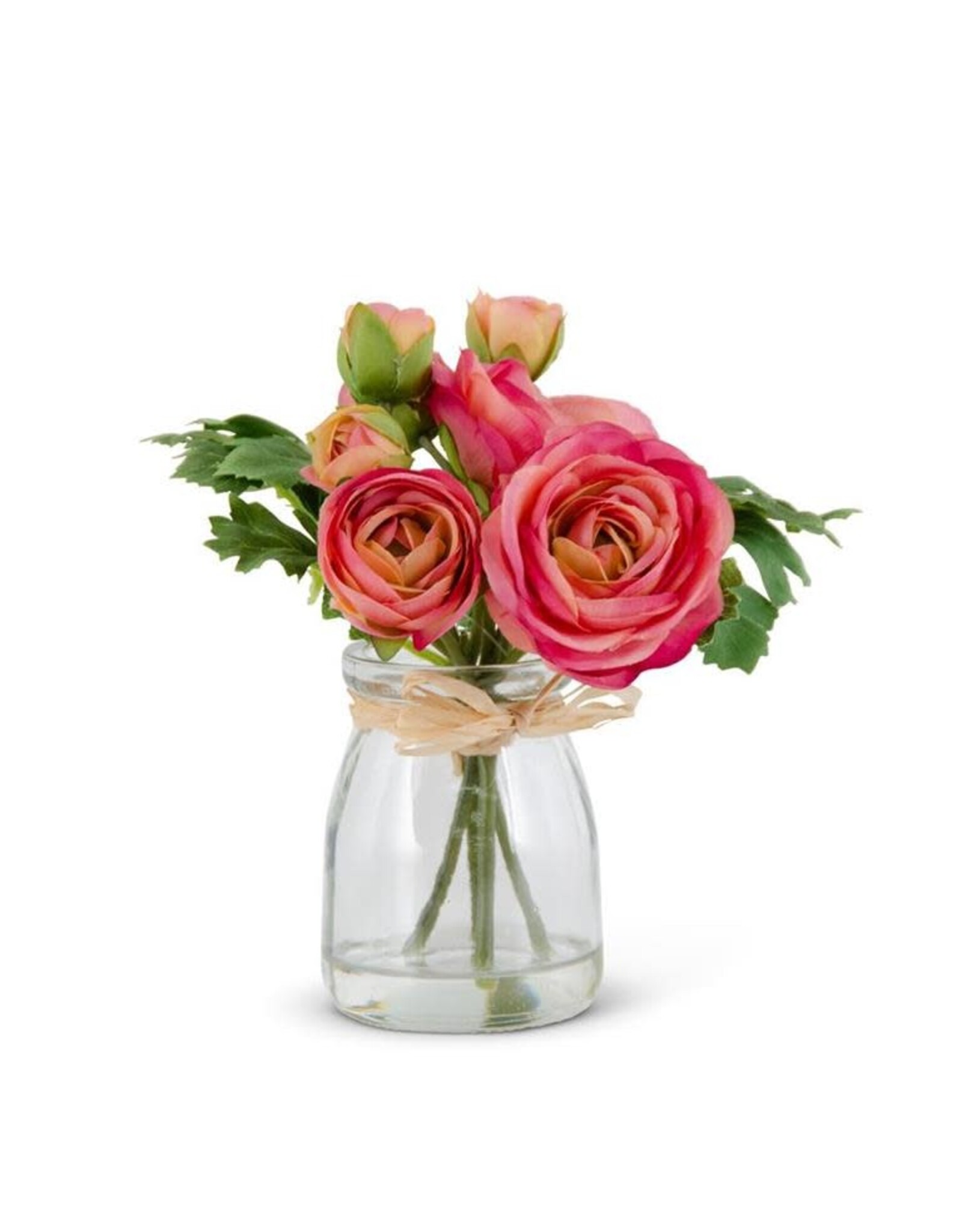 6.75" Ranunculus in Glass Vase 15259B