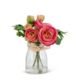 6.75" Ranunculus in Glass Vase 15259B
