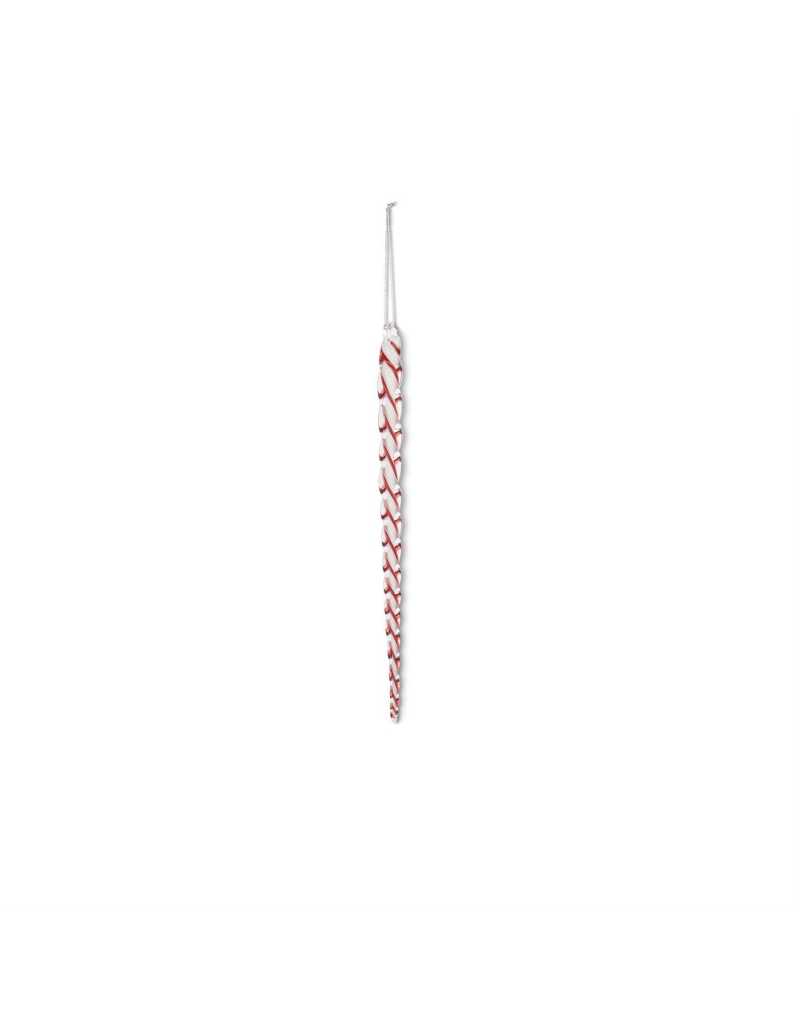 12" Wht/Red Spiral glass Ornament 55653A-RD