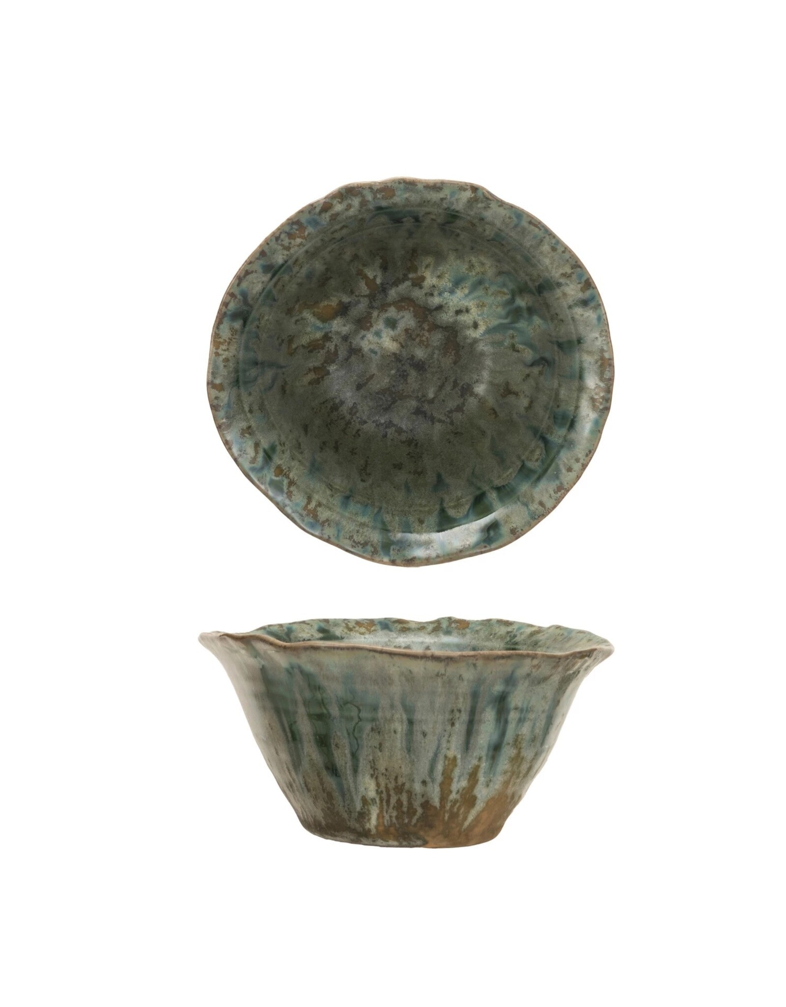 Stoneware Bowl, Reactive Crackle Glaze DF8849