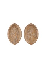 Wood Scalloped Wall Décor w/ Laser Etched Botanicals, Natural, 2 Styles DG1259A