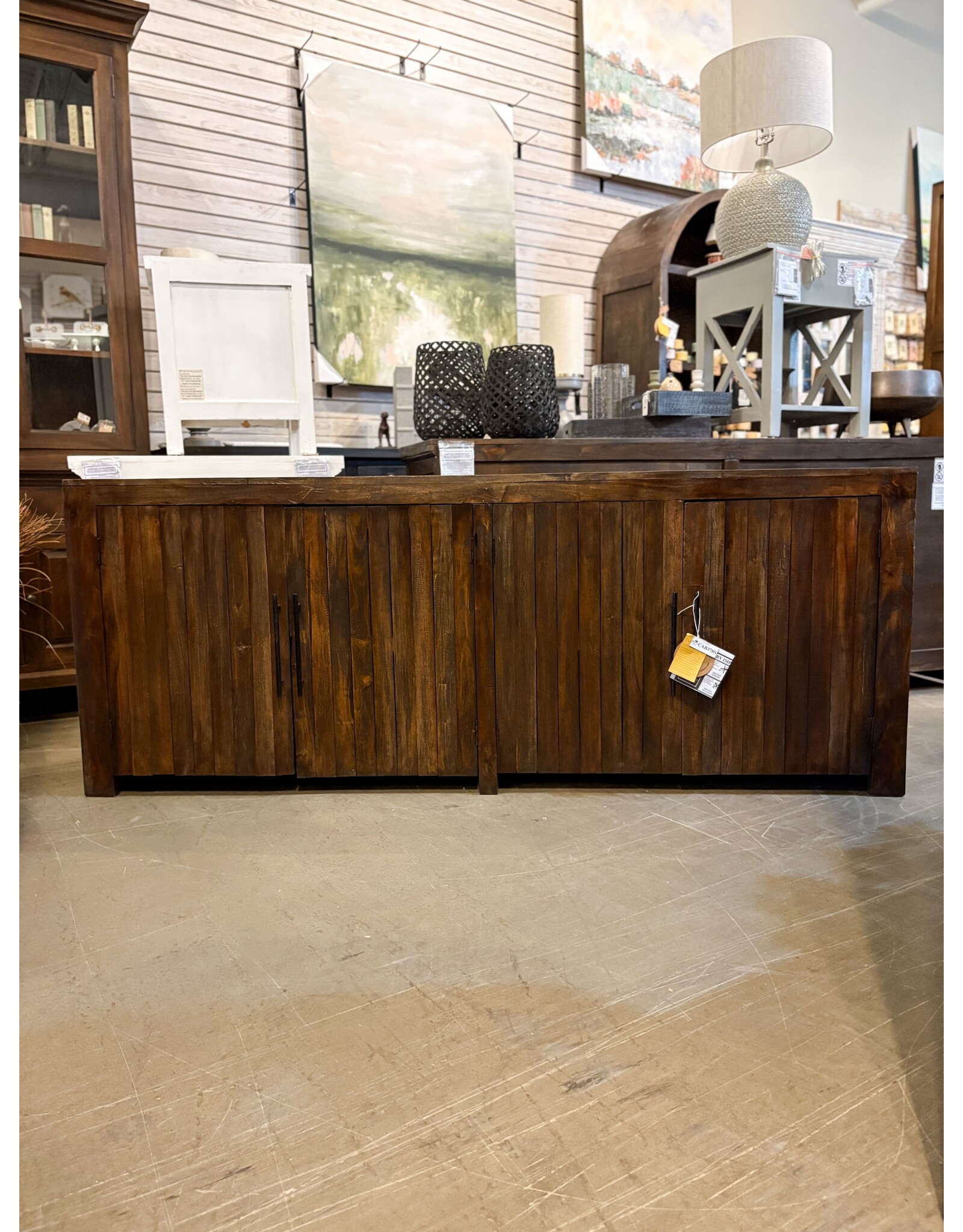 CAB378 Natural Sideboard 4 Doors Bar Handles 79.1x20.1x31.1"H