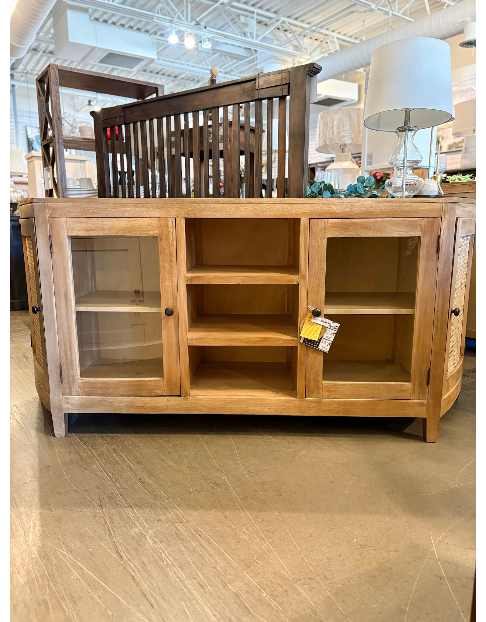 CAB506 St Barts Credenza 4Rattan dr 3Shelv 78x18.8x35.3"H