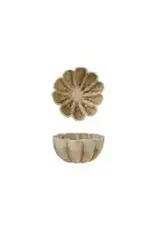 Stoneware Fluted Scalloped Bowl, Crackle Glaze, Brown  DG2341