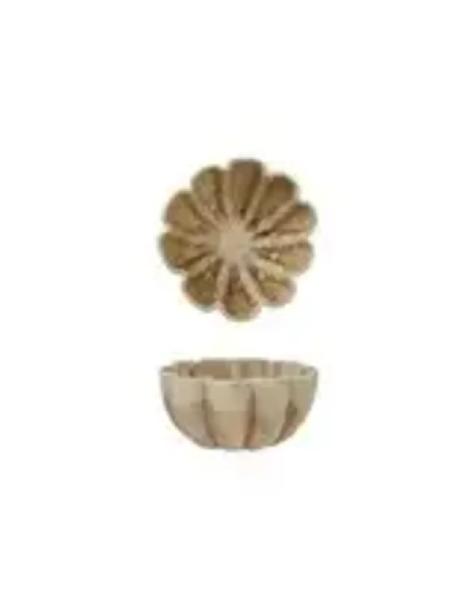 Stoneware Fluted Scalloped Bowl, Crackle Glaze, Brown  DG2341