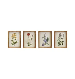 Wood Framed Glass Wall Art W/ Flowers, 4 Styles Each DG2447A