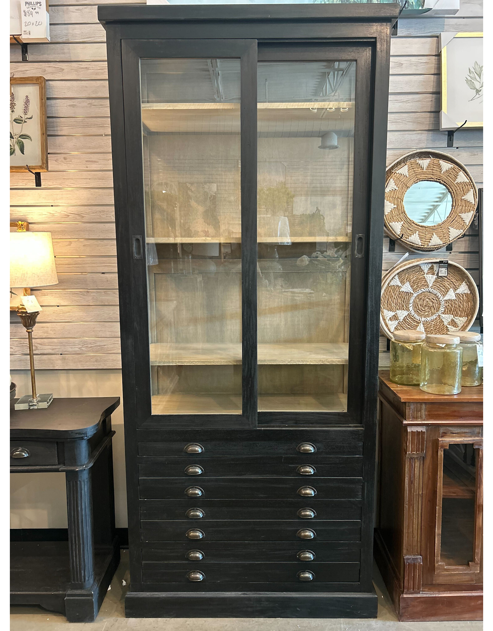 CAB1882 Britannica Glazed Armoire 2GD 4drw w/RG 40.1x17.7x90.5"H