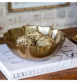 9" ANT. GOLD RUFFLE BOWL