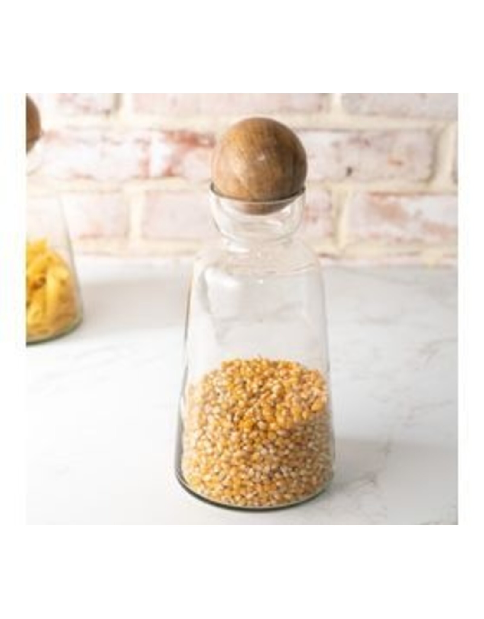 9.25" GLASS CARAFFE W/ WOOD BALL TOP