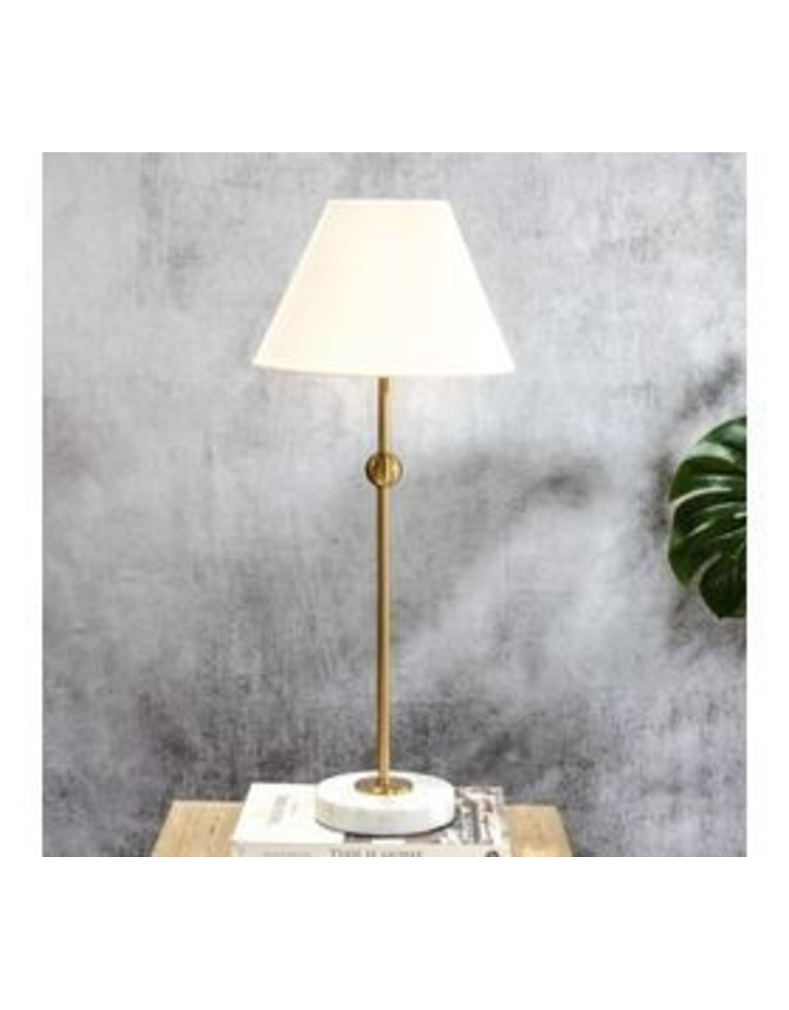 26.5" BRUSH GOLD LAMP MARBLE BASE