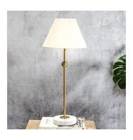26.5" BRUSH GOLD LAMP MARBLE BASE
