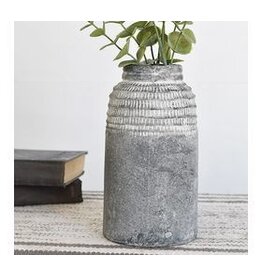 9" CHARCOAL SKIM CARVE VASE