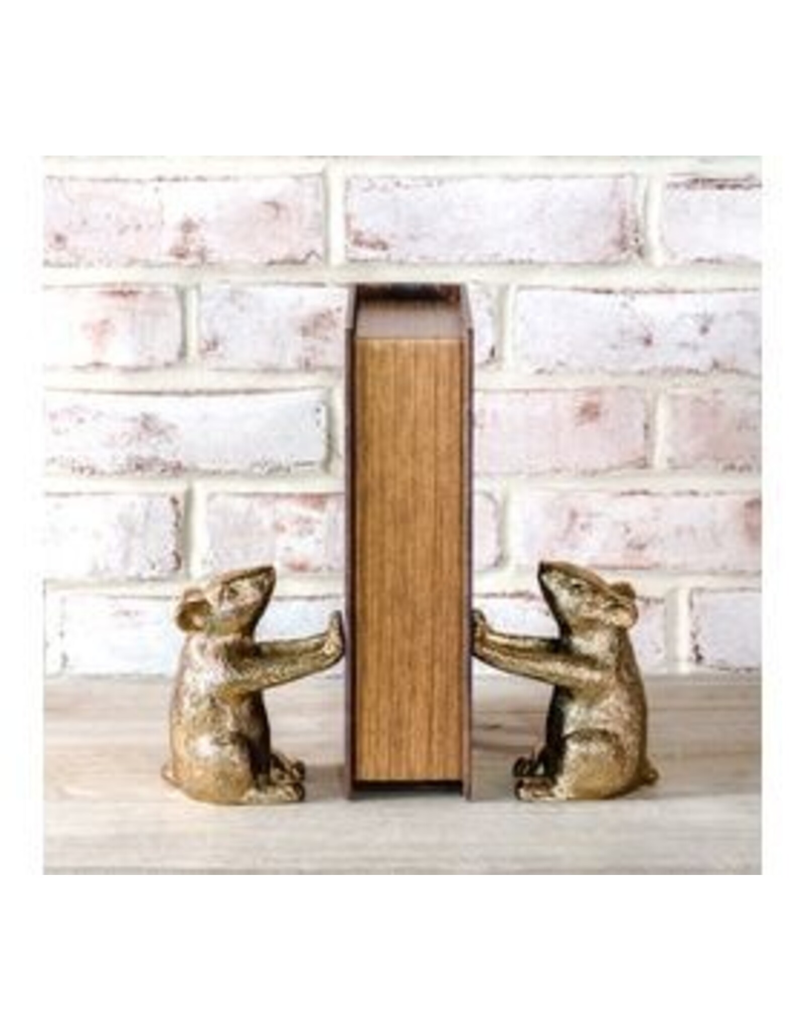 S/2 GOLD MICE BOOKENDS