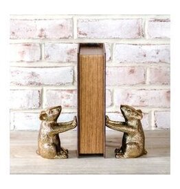 S/2 GOLD MICE BOOKENDS