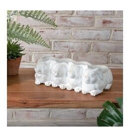 12.5" ROW OF BUNNIES PLANTER