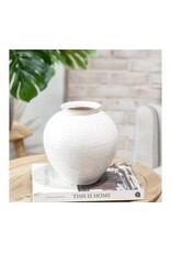 8" WHITE CERAMIC ROUND VASE