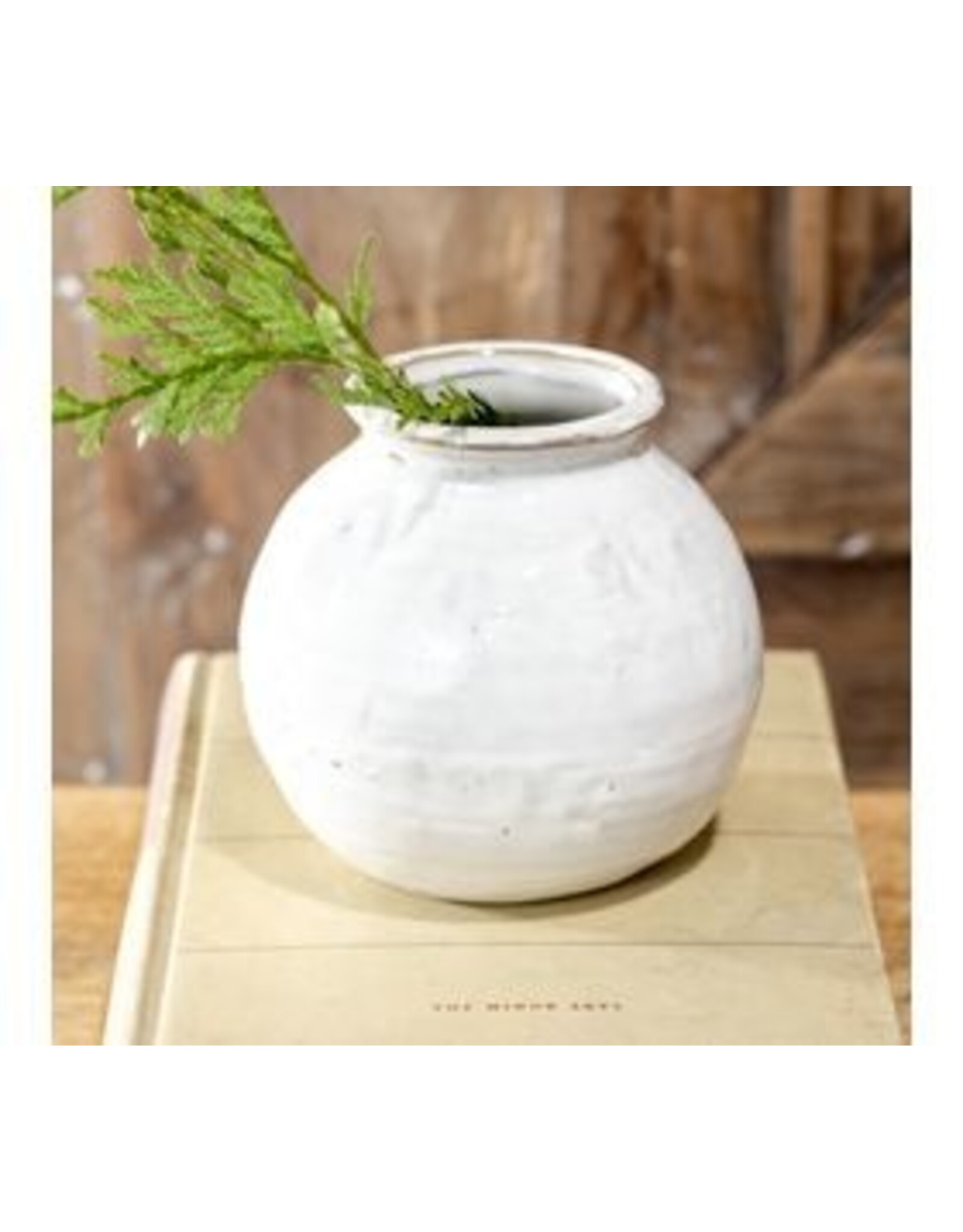6.1" WHITE CERAMIC BALL VASE