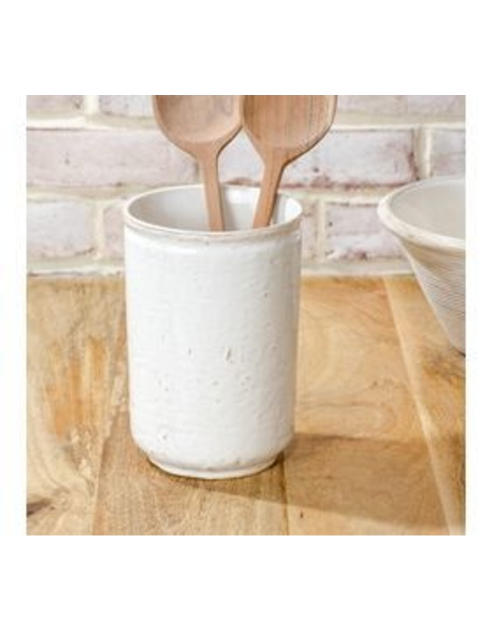 7.3" WHITE CERAMIC UTENSIL HOLDER