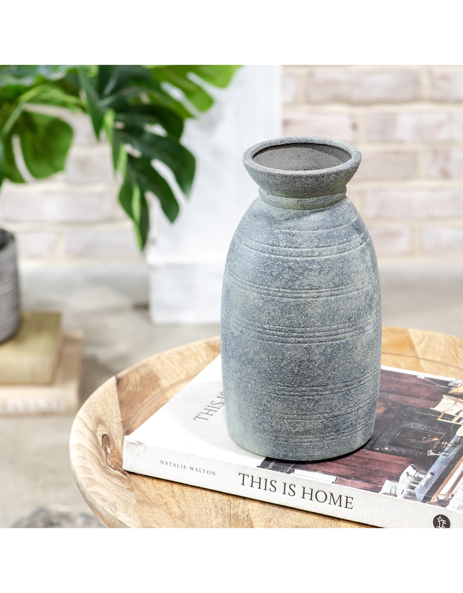 9.25" GREY WASH DECO VASE