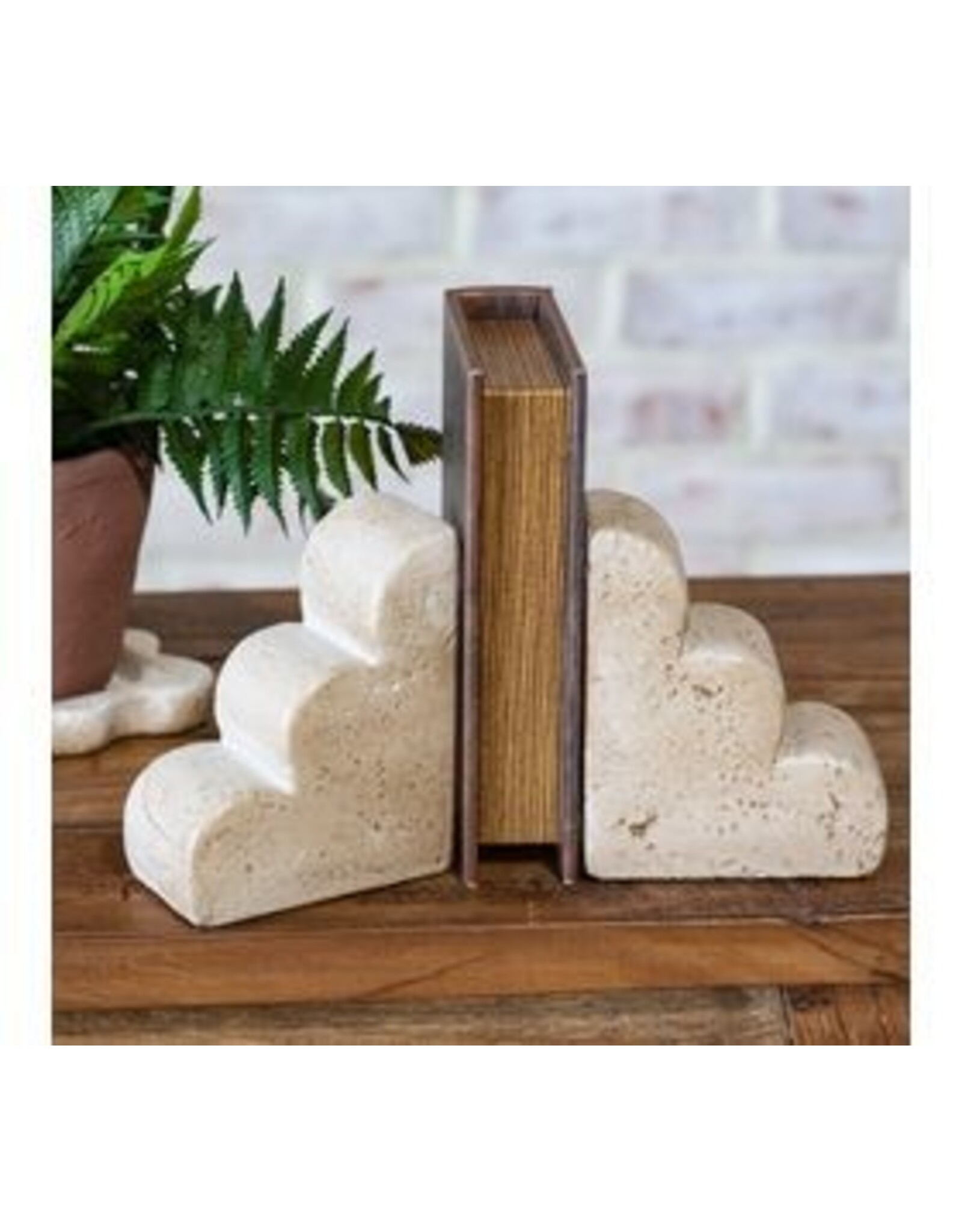 S/2 SCALLOP EDGE CEMENT BOOKENDS
