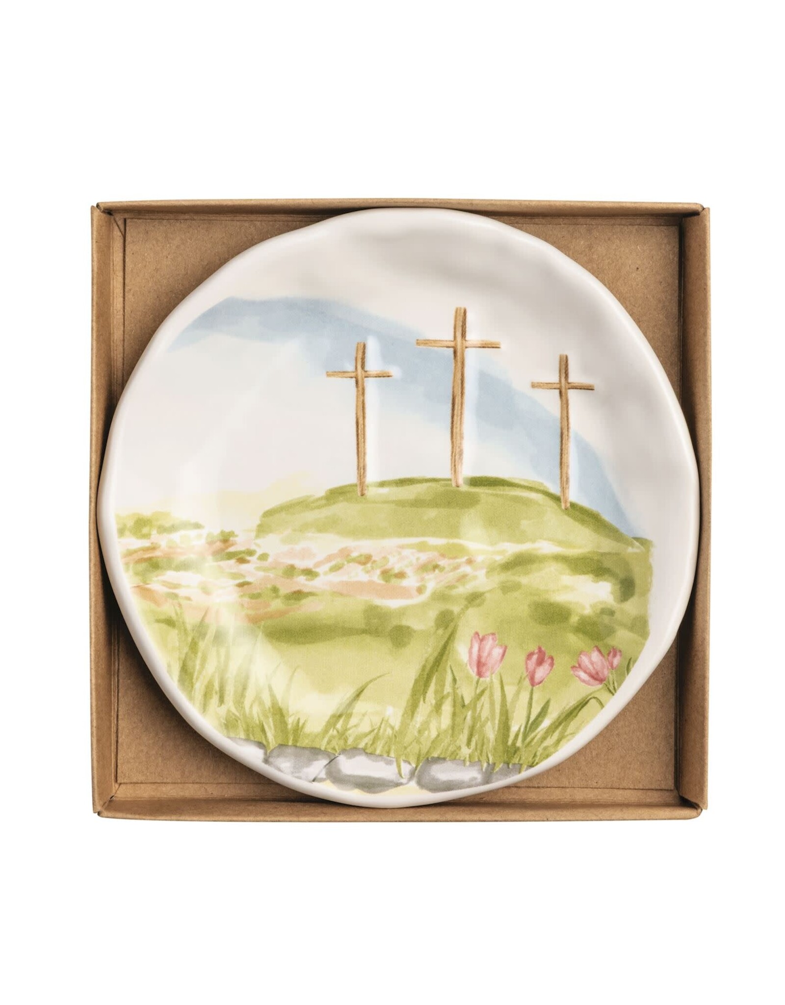 BOXED THREE CROSS TRINKET DISH