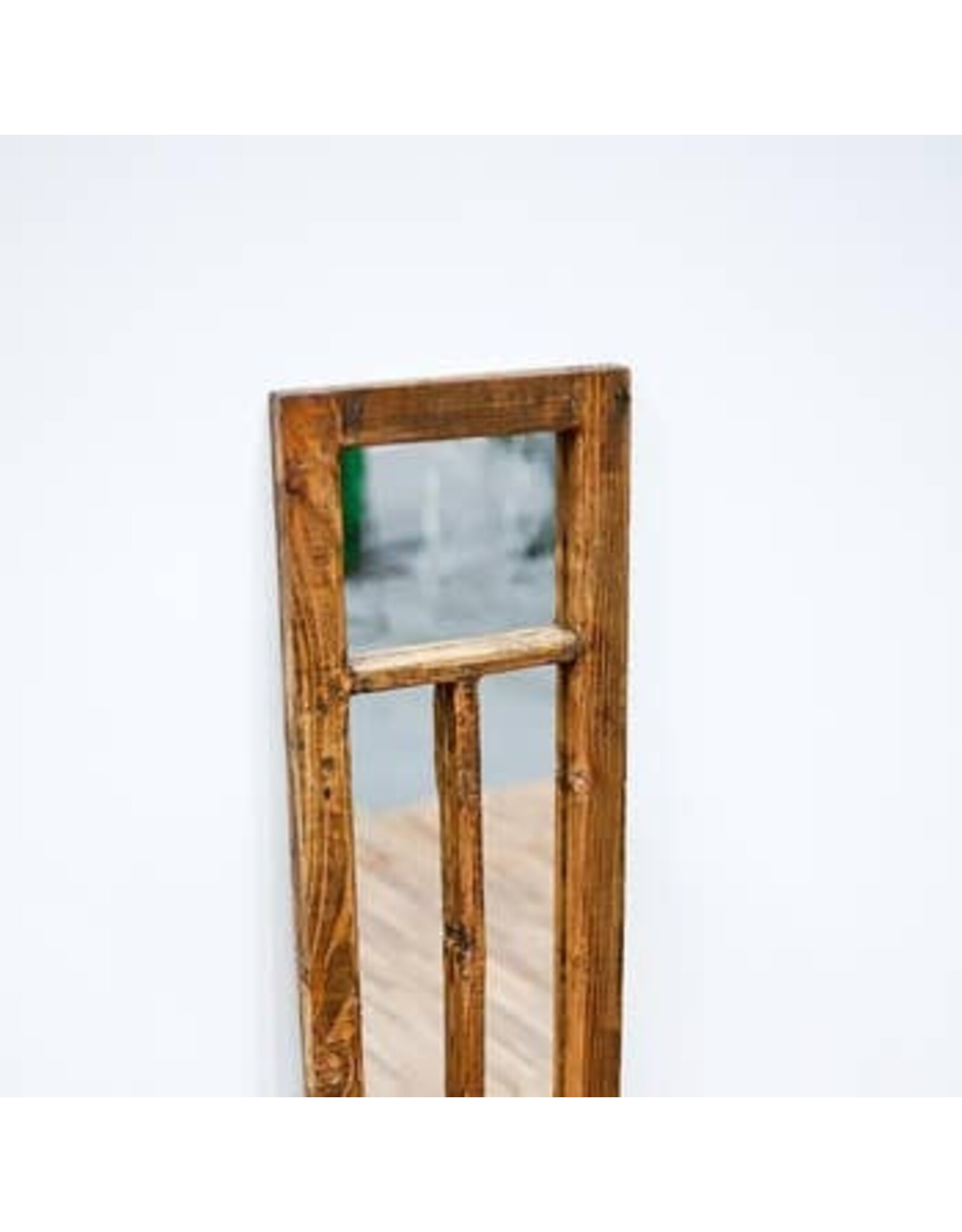 Wood Window with Mirror, Natural - H-6