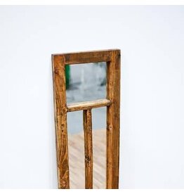 Wood Window with Mirror, Natural - H-6