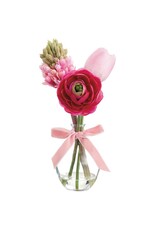 9.5in Ranunculus & Tulip in Glass Vase
