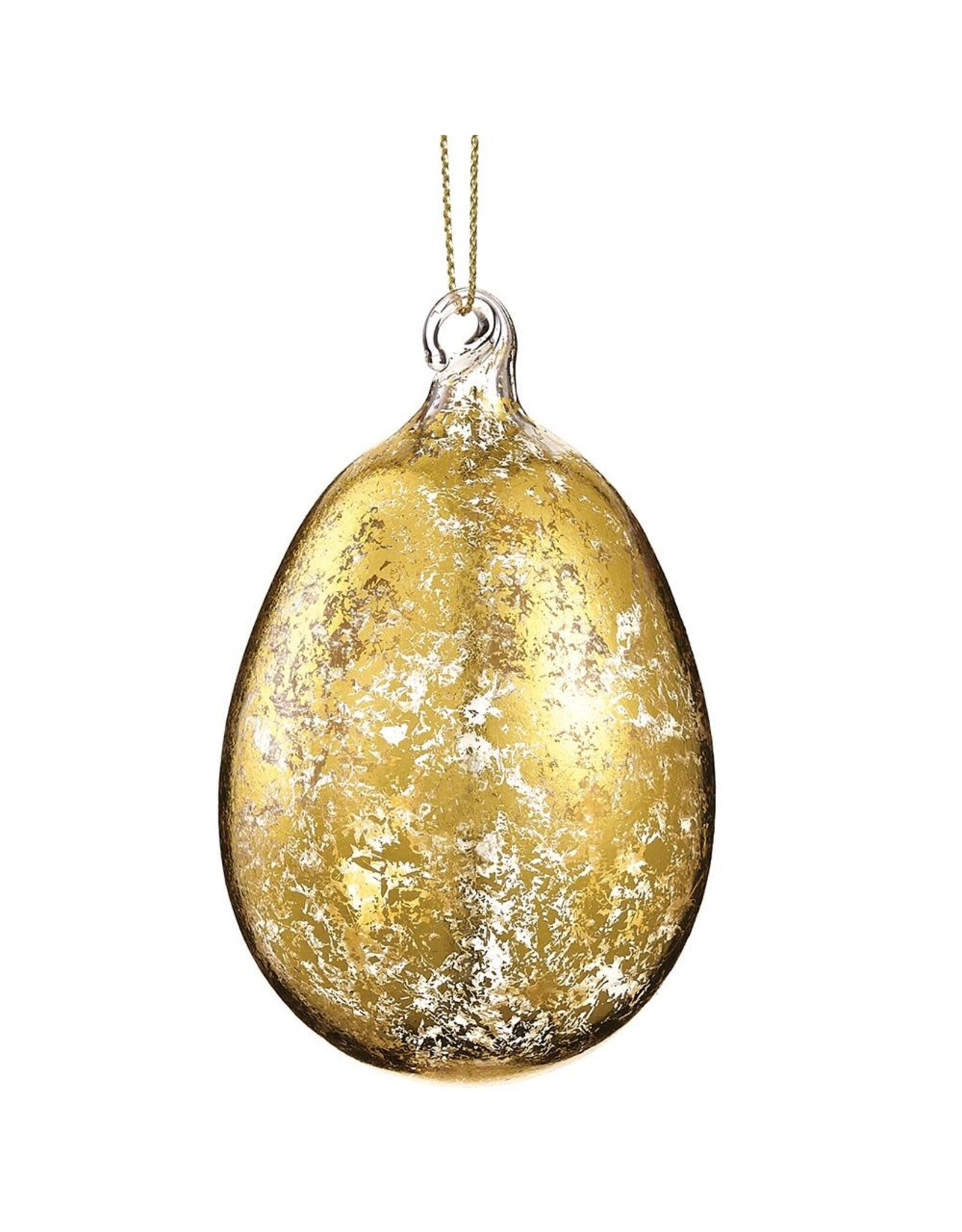 3.5in Glass Egg Ornament Gold