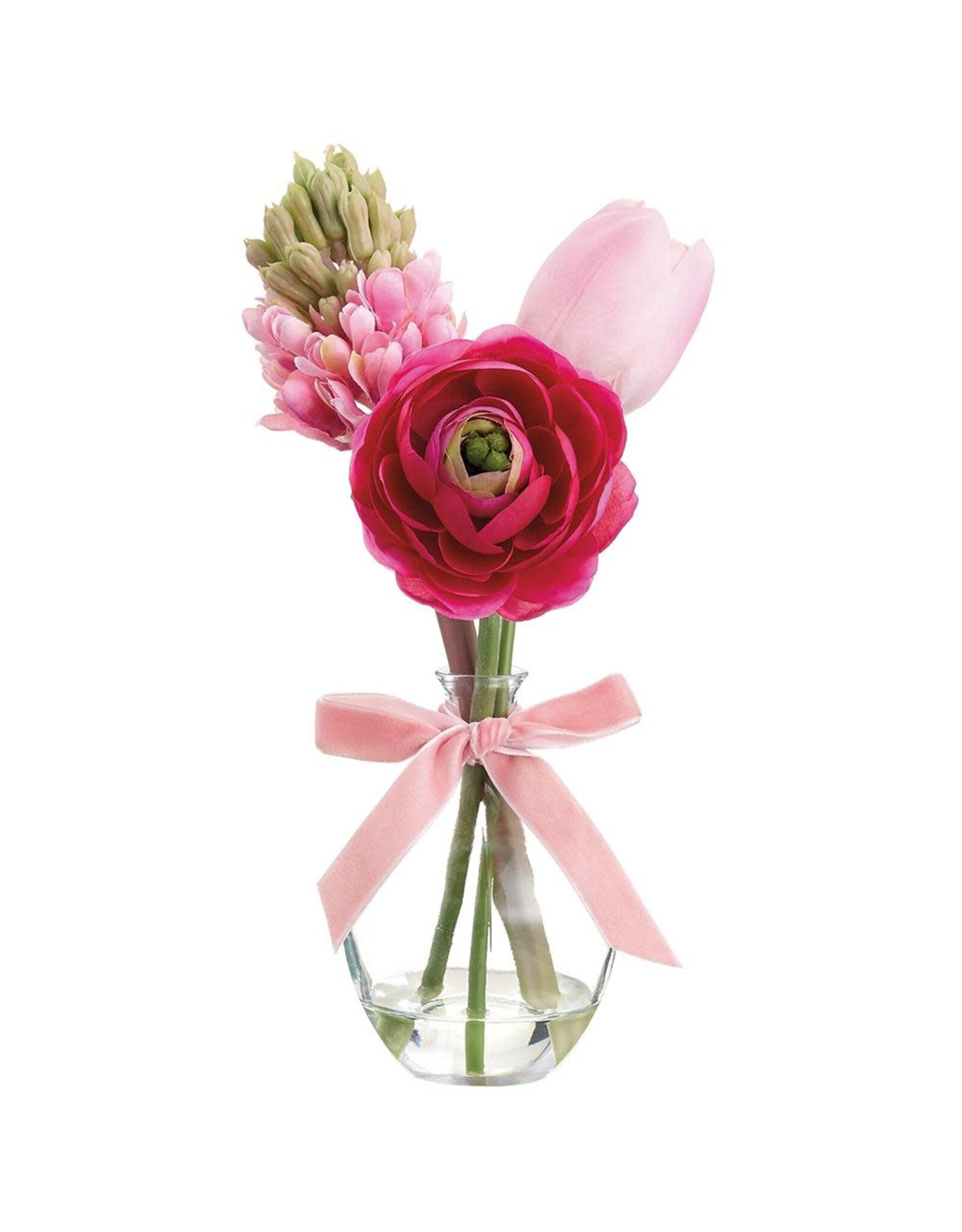 9.5in Ranunculus & Tulip in Glass Vase