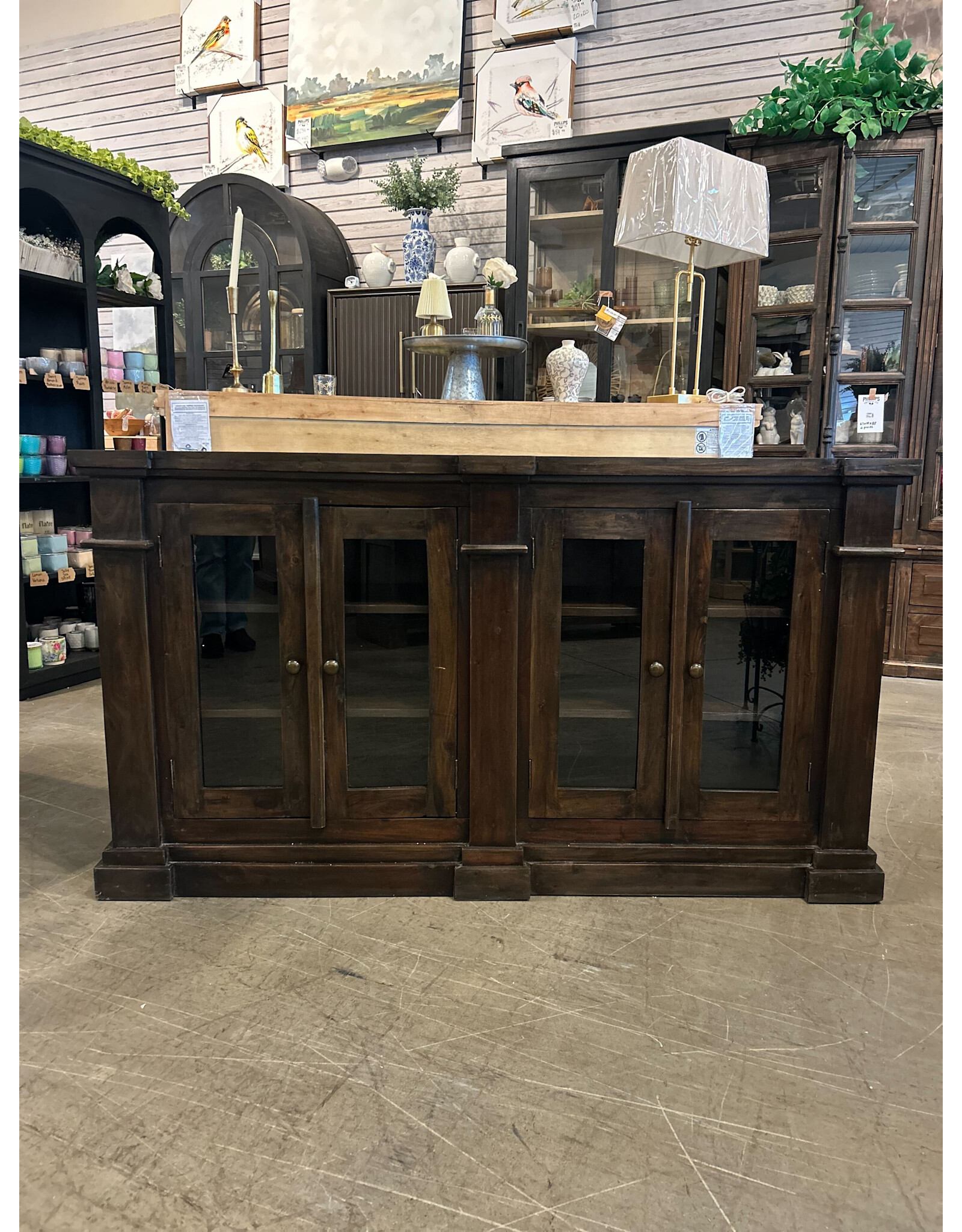 CAB138 Credenza 4 Glazed Doors 64.1x17.7x36.2"H