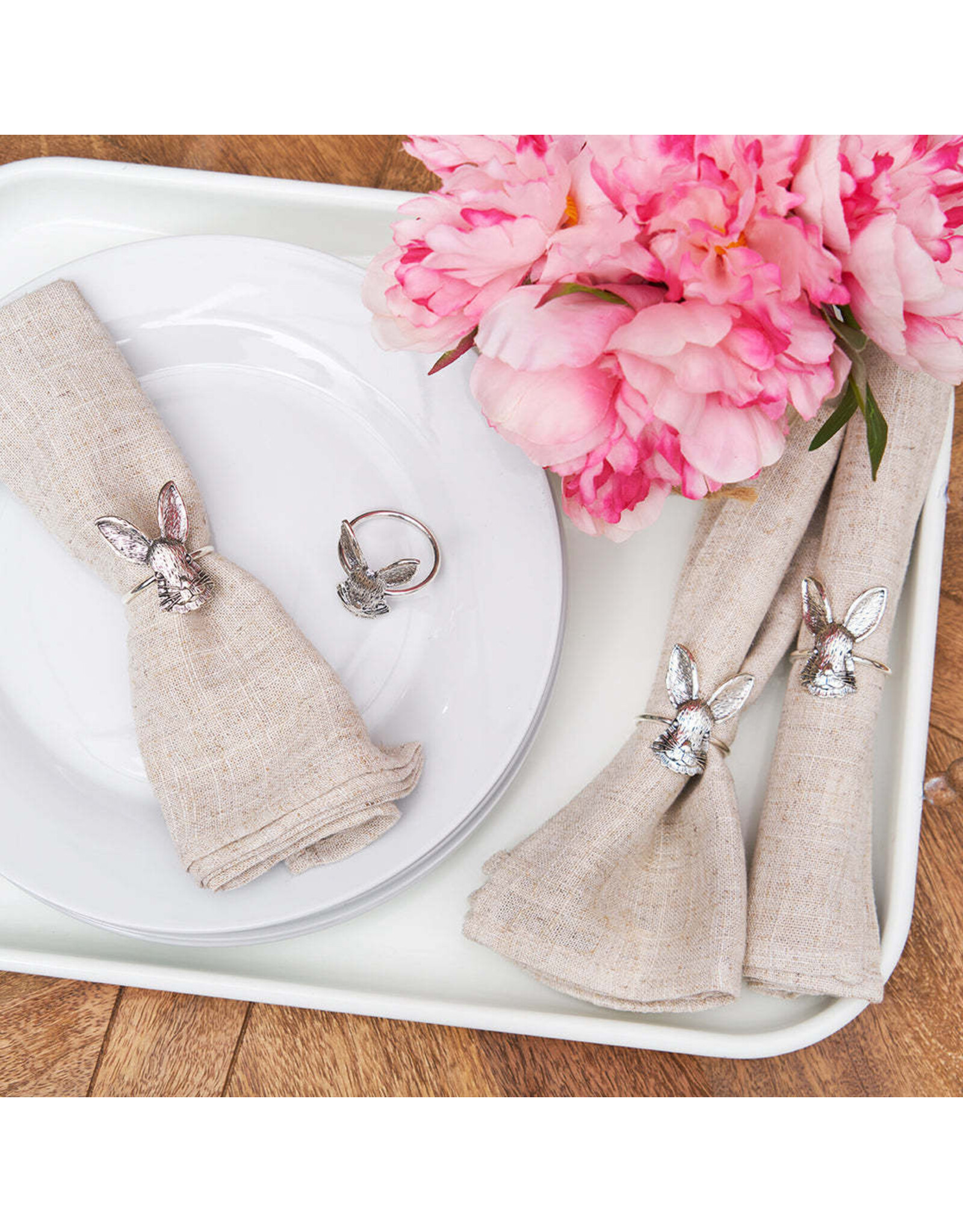 Silver Bunny Head Napkin Ring, S/4
