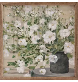 White Bouquet Gray Vase By Julia Purinton 16x16