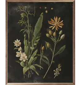 Vintage Cream Floral Print Black 16x20