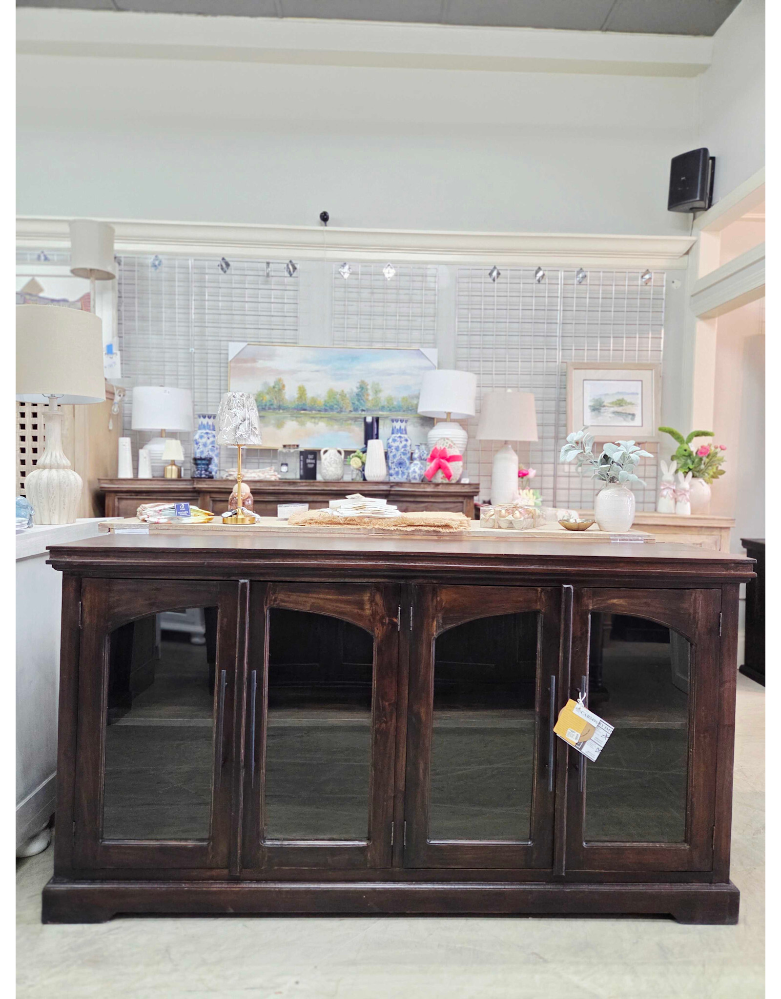 CAB349 Glazed Credenza 4GD w/Bar Handle 72x16.8x38.2"H