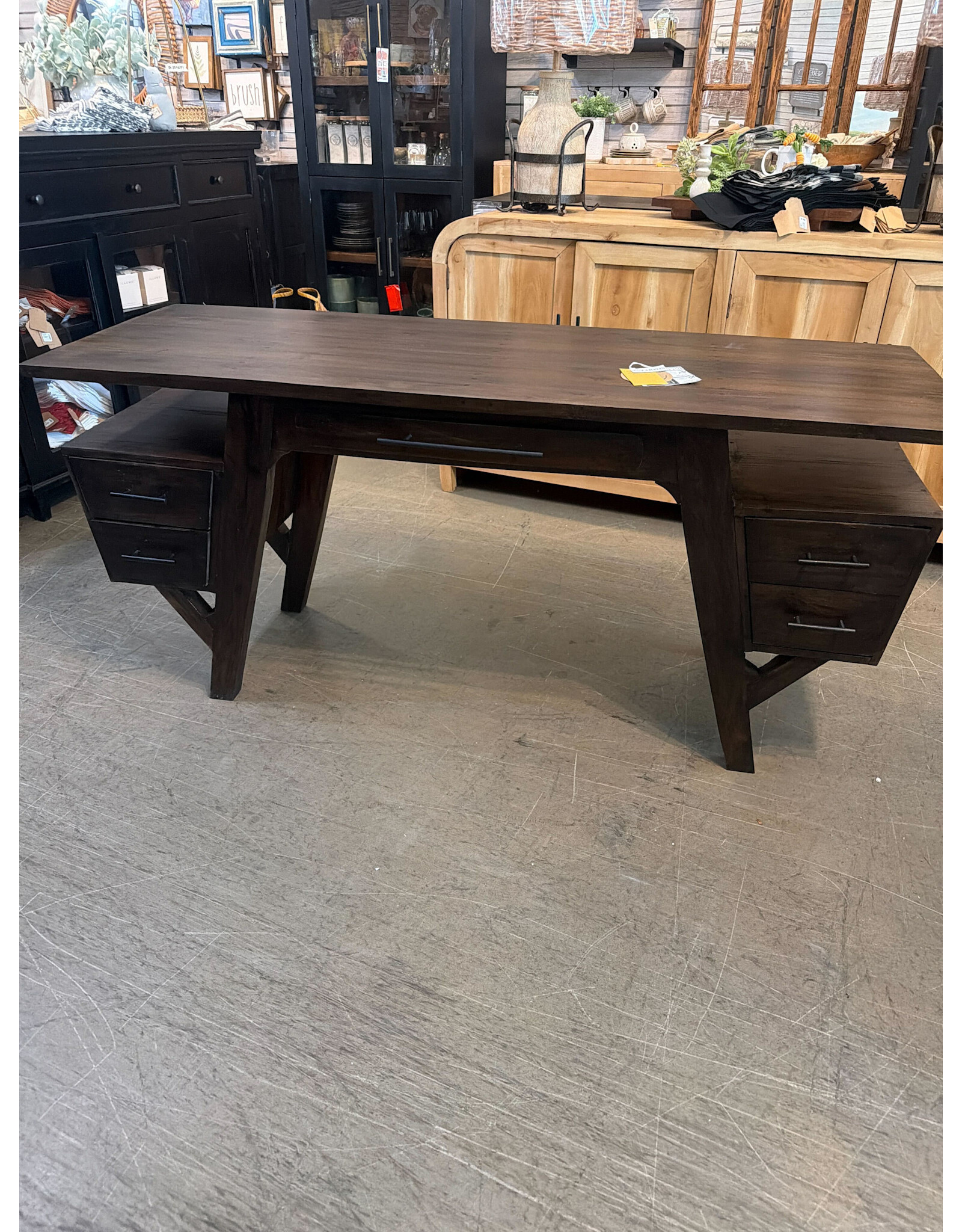 TAB393 Mid Century Desk 5Drw 66.8x23.6x31.1"H