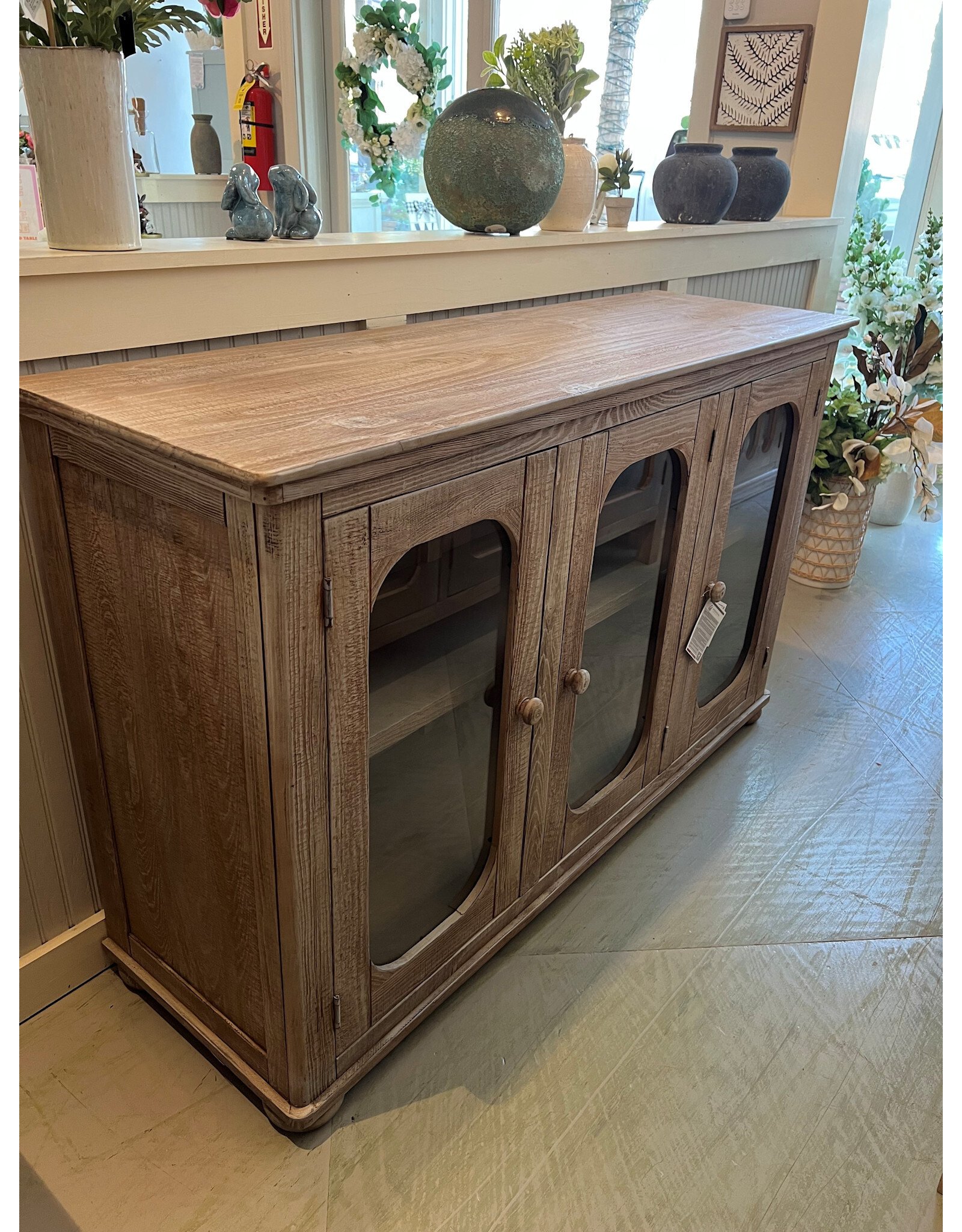 Console w/ 3 Glass Doors 56-1/2 x 17-3/4 x 34-3/4